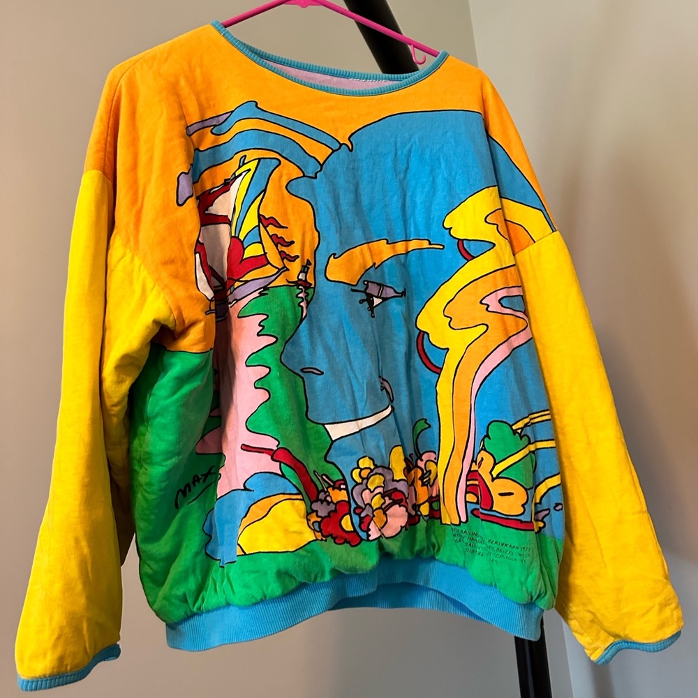 1989 Peter Max Neo Max Signature Collection Mystic Sailing Double Sided Sweater